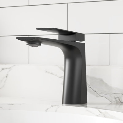 Single Handle Low Arc Bathroom Lavatory Vanity Sink Faucet in Black