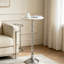 Table d'appoint ronde en aluminium argenté et marbre blanc avec base à piédestal, table d'appoint moderne Glam pour le salon et la chambre à coucher - 12 po de diamètre