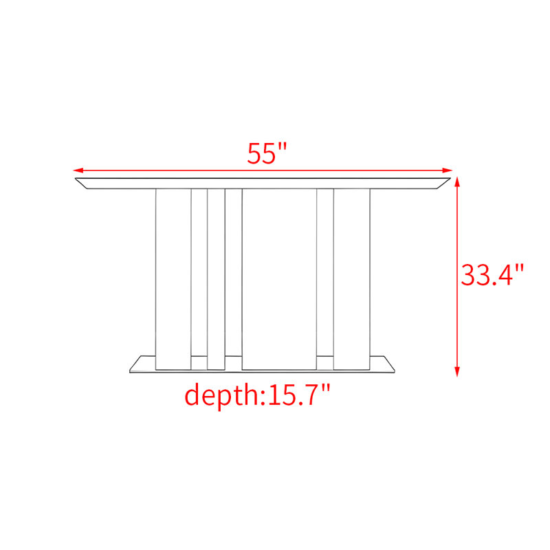 Console légère en métal de style luxueux, 33.4" H x 55" W x 15.7" D
