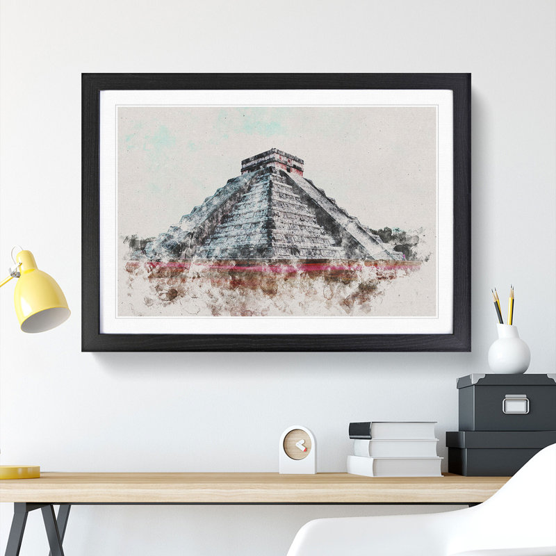 Chichen Itza in Mexico - Picture Frame Painting, 36cm H x 48cm W x 2cm D, Black Framed