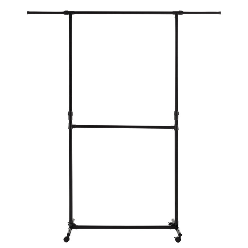Adjustable Rolling Clothing Rack, Black