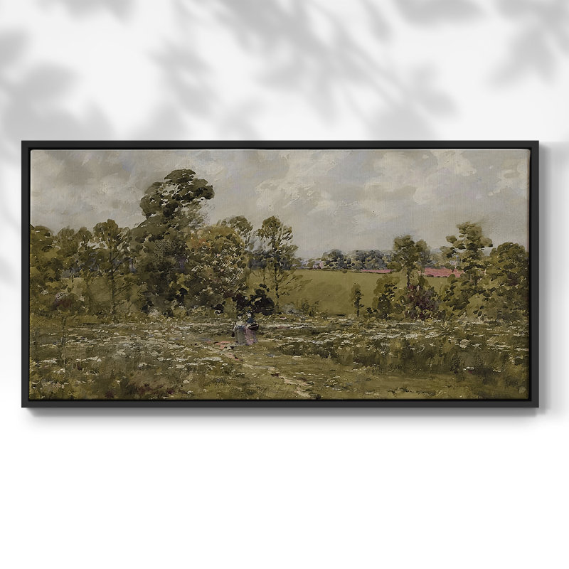 Série paysage - MCXVII - Toile tendue avec châssis encadré - Prêt à être accroché, H 21 po x l 41 po, Noir