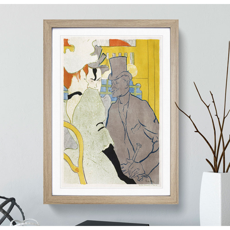Englishman at the Cabaret Vol.2 by Henri de Toulouse-Lautrec - Picture Frame Painting, 36cm H x 27cm W x 2cm D, Oak