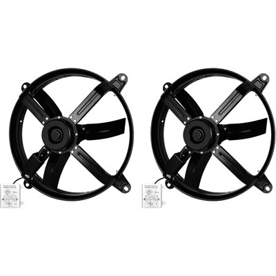 Ventilateur simple de luxe à pignon de 14 pouces avec thermostat à température réglable, 1239 CFM, noir, paquet de 2