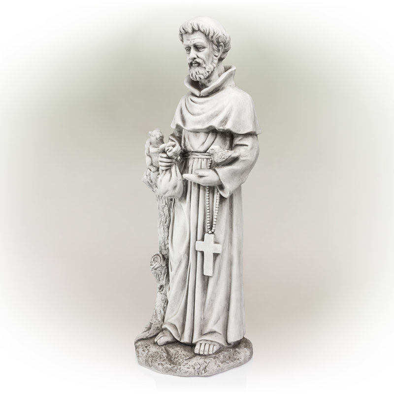 Statue st. francis Kylen, H 31 po x l 12 po x P 10 po, Gris