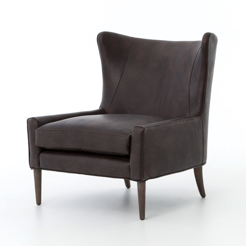 Marlow Wingback Chair, Vintage Black, Toasted Parawood