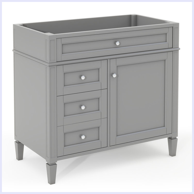 Modern Bathroom Storage Cabinet with 2 Drawers and a Tip-out Drawer, Gray