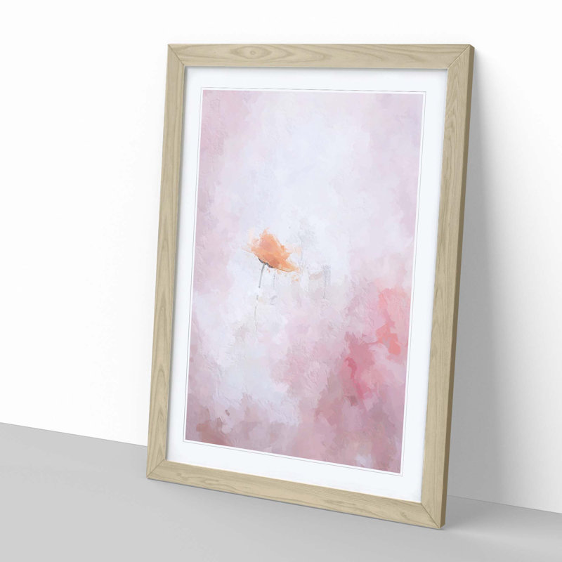 Poppy Flower in Abstract - Picture Frame Painting Print, Oak, 91cm H x 60cm W x 2cm D