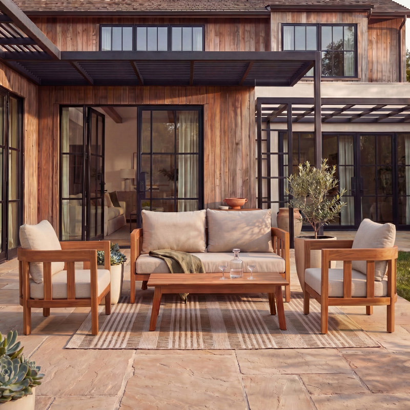 Stefanus 4 Piece Patio Conversation Set
