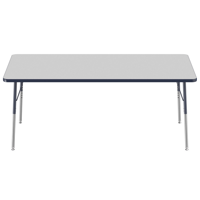 Table d'activité rectangulaire à hauteur réglable en forme de T, 36 po x 72 po, Gris/bleu marine, Roulement pivotant standard