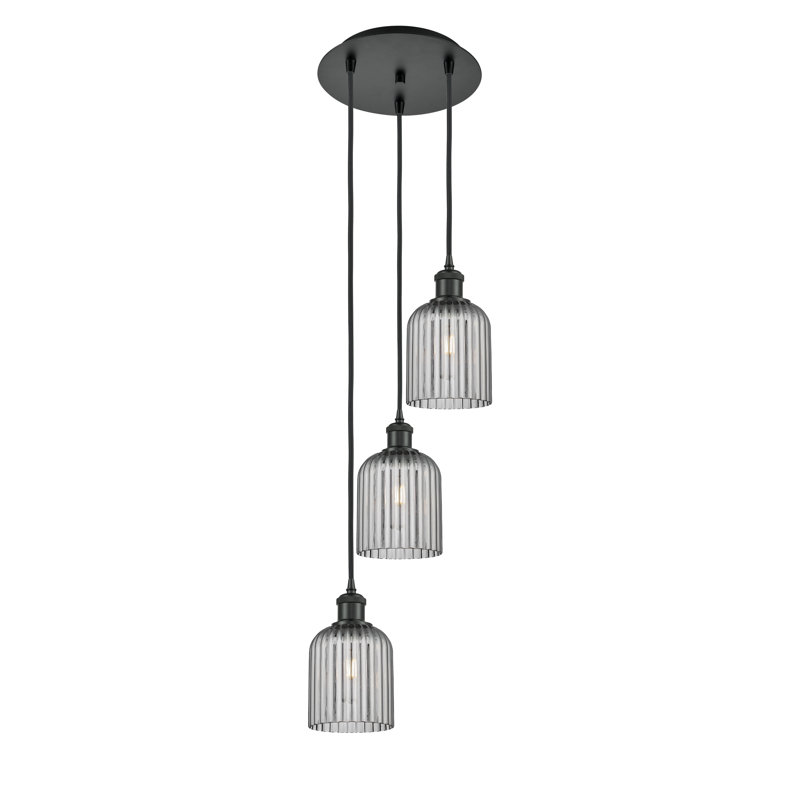 Fiennes 3 - Light Cluster Pendant, Matte Black, Light Smoke