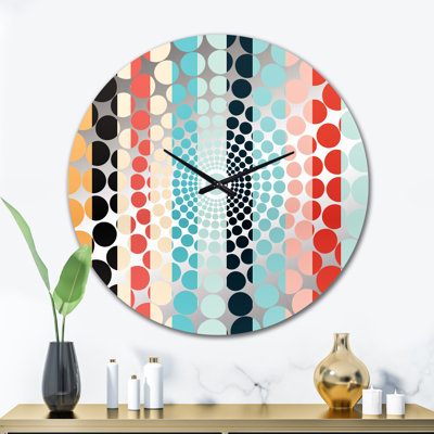 Adventure Blue And Red Striped Pattern - Striped  Wall Clock