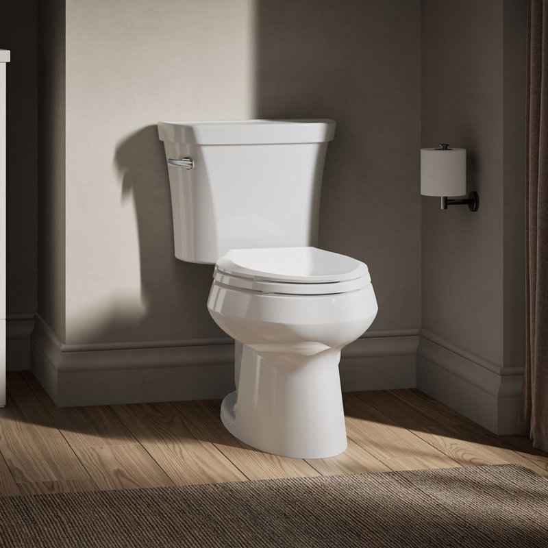 Wellworth® 1.6 GPF Elongated Two-Piece Toilet (Seat Not Included), White, Left-Hand