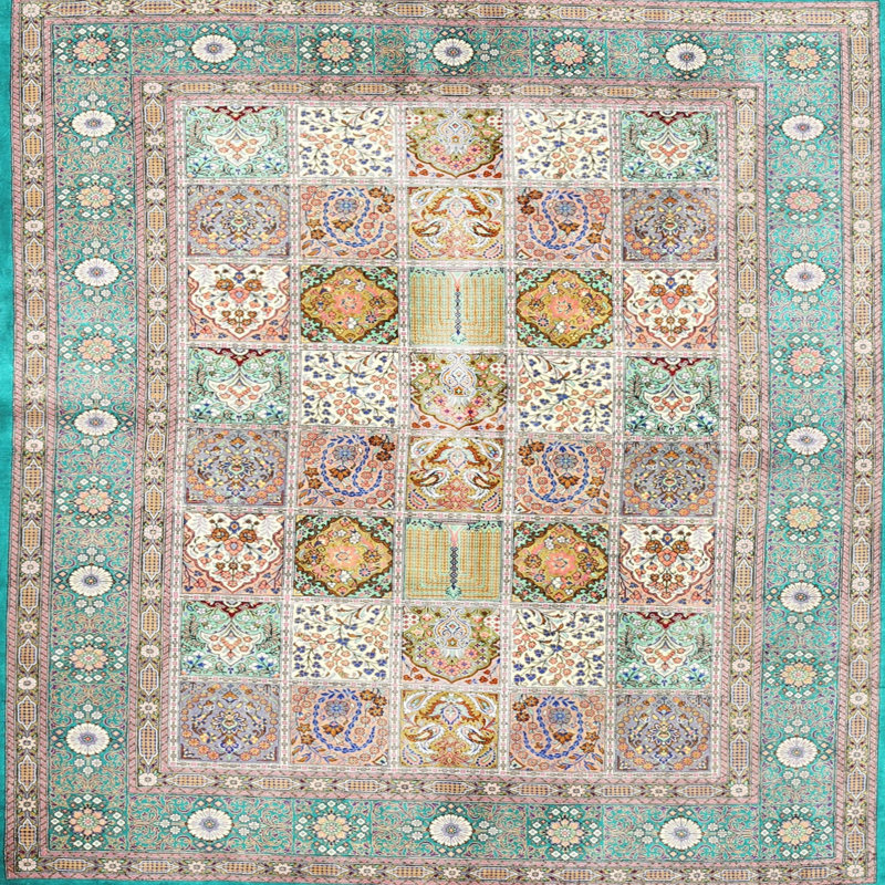 Tapis bleu / vert / mauve Kalyan, Rond 6 pi
