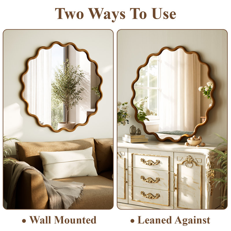 Miroir mural 30 po x 30 po, Noyer