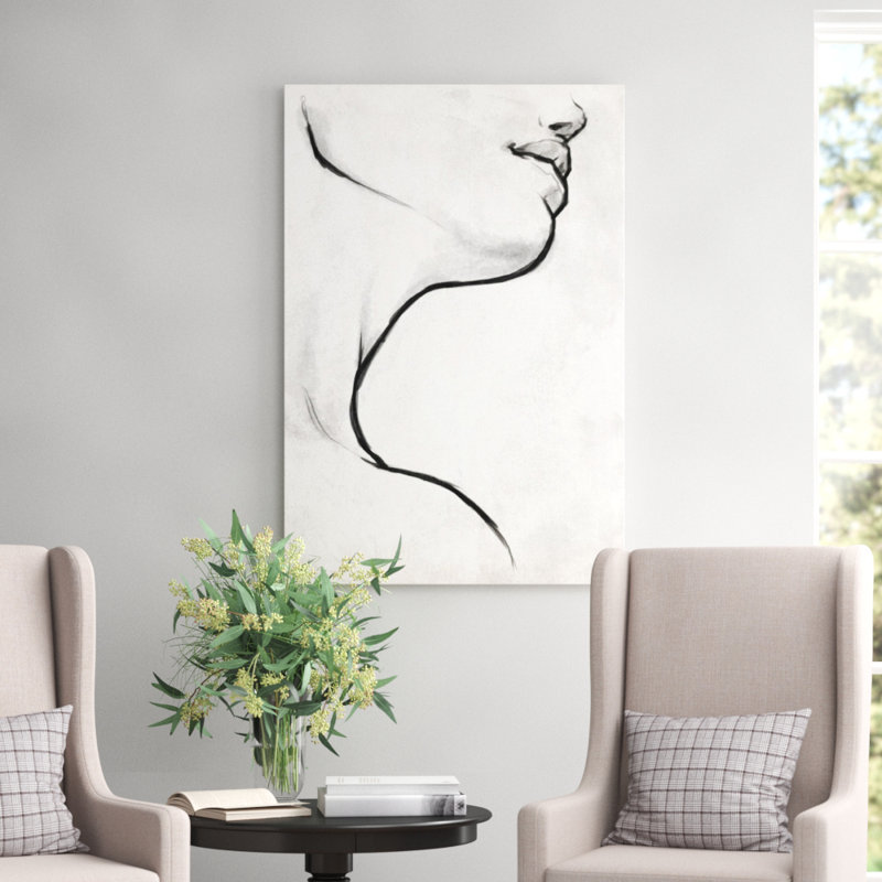 " White Contour " by Oliver Gal, 36" H x 24" W x 1.5" D, Wrapped Canvas