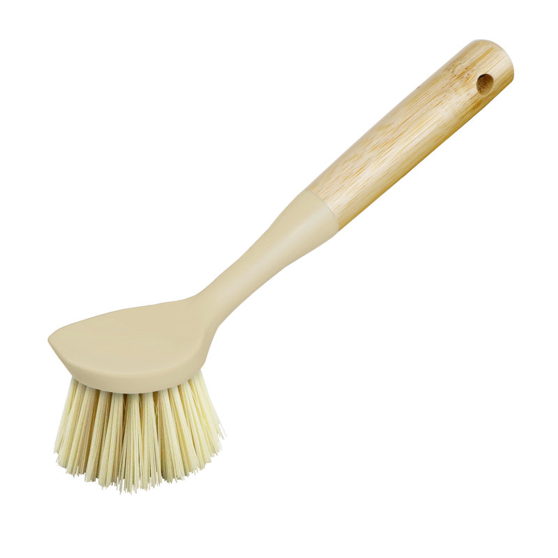 Brosse à vaisselle en bambou avec grattoir, Beige