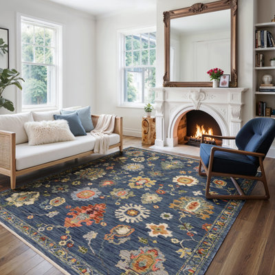 Tapis bleu / multicolore Elleanna