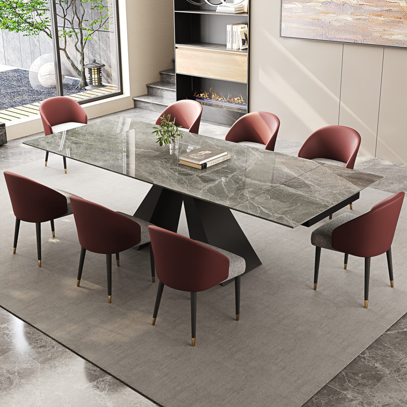 Ensemble repas 9 pièces Karus, Gris, Rouge
