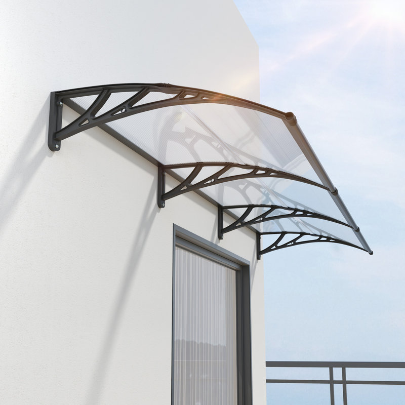 GUANSU-CN Polycarbonate Cover Retractable Door / Window Awning, 100x100 cm, Clear/Black