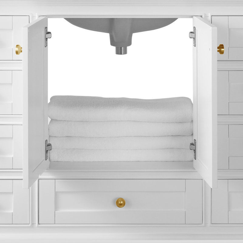 Brimfield 84'' Free Standing Double Bathroom Vanity, White, Brushed Gold