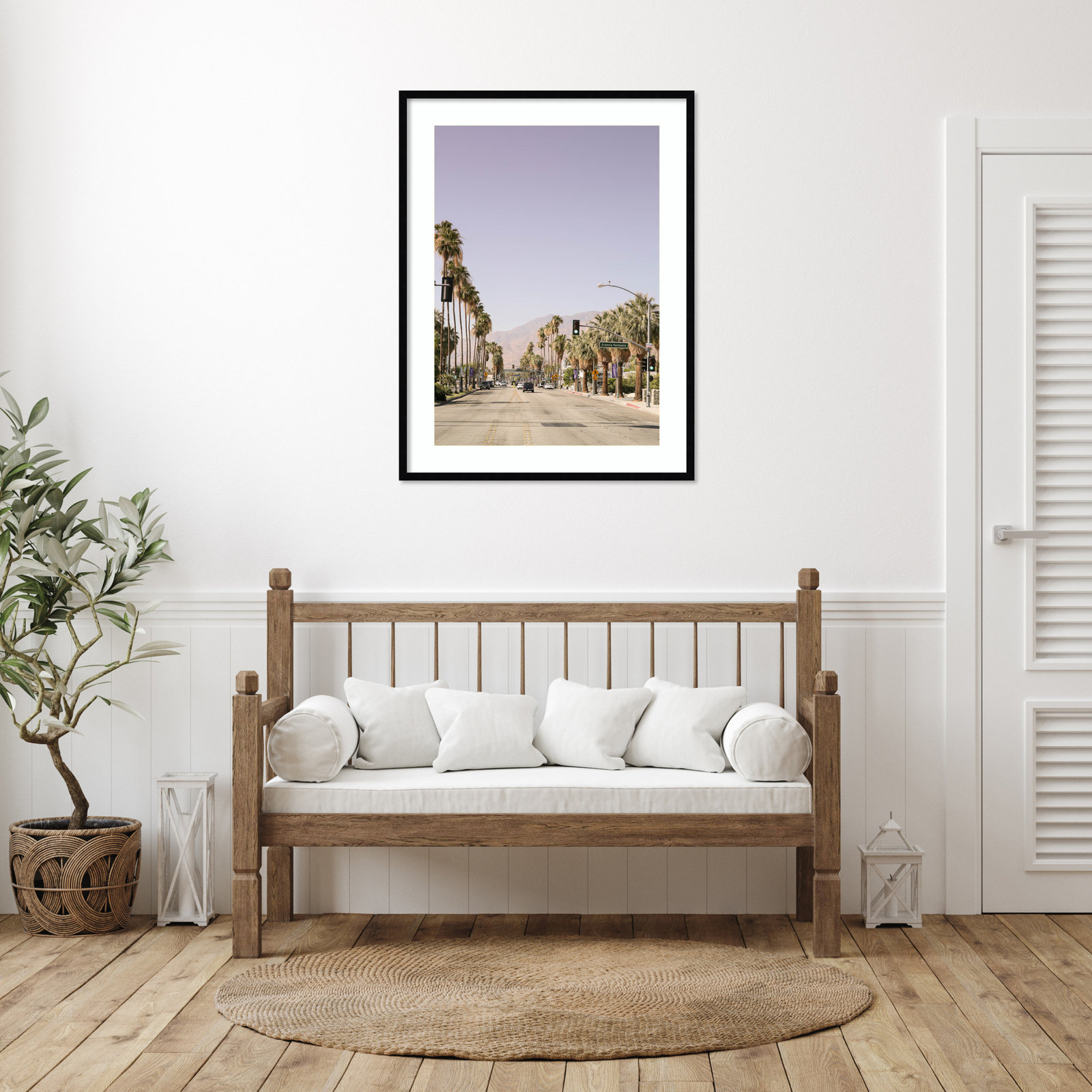 Daisey "Palm Spring Street" Print, Black, 41" H x 31" W