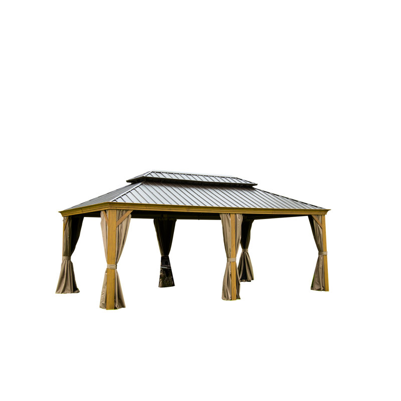 Abri de jardin 14 pi x 20 pi avec dessus en acier galvanisé et cadre solide en aluminium
