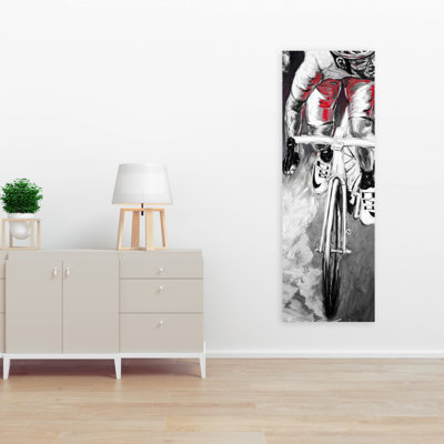 «Red Cyclist Scenic», toile blanche sport | Art mural Home Decor
