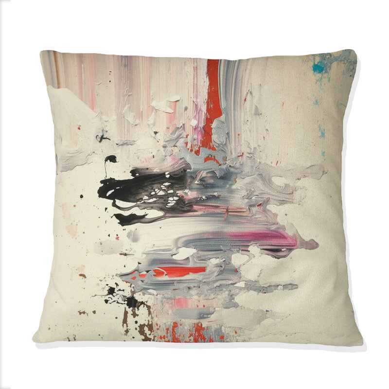 "Dancing Alone Minimal", peinture abstraite III - Coussin décoratif avec peinture abstraite