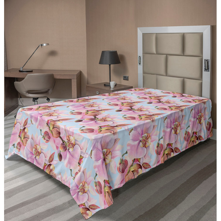 Drap plat à motif floral bohème Ambesonne
