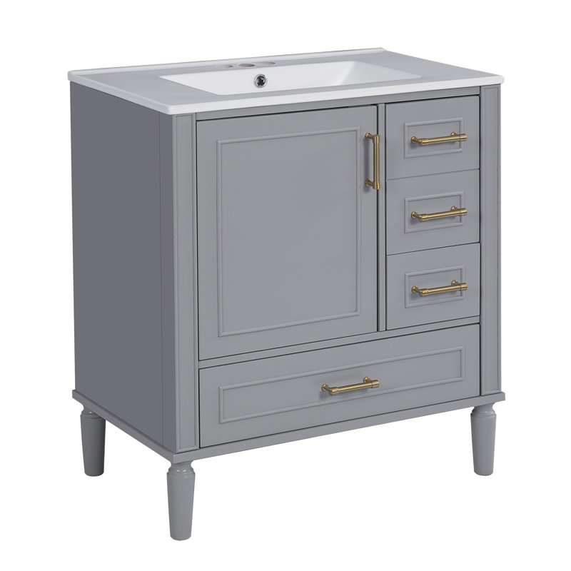 Meuble-lavabo 30 po avec comptoir en céramique, Gris
