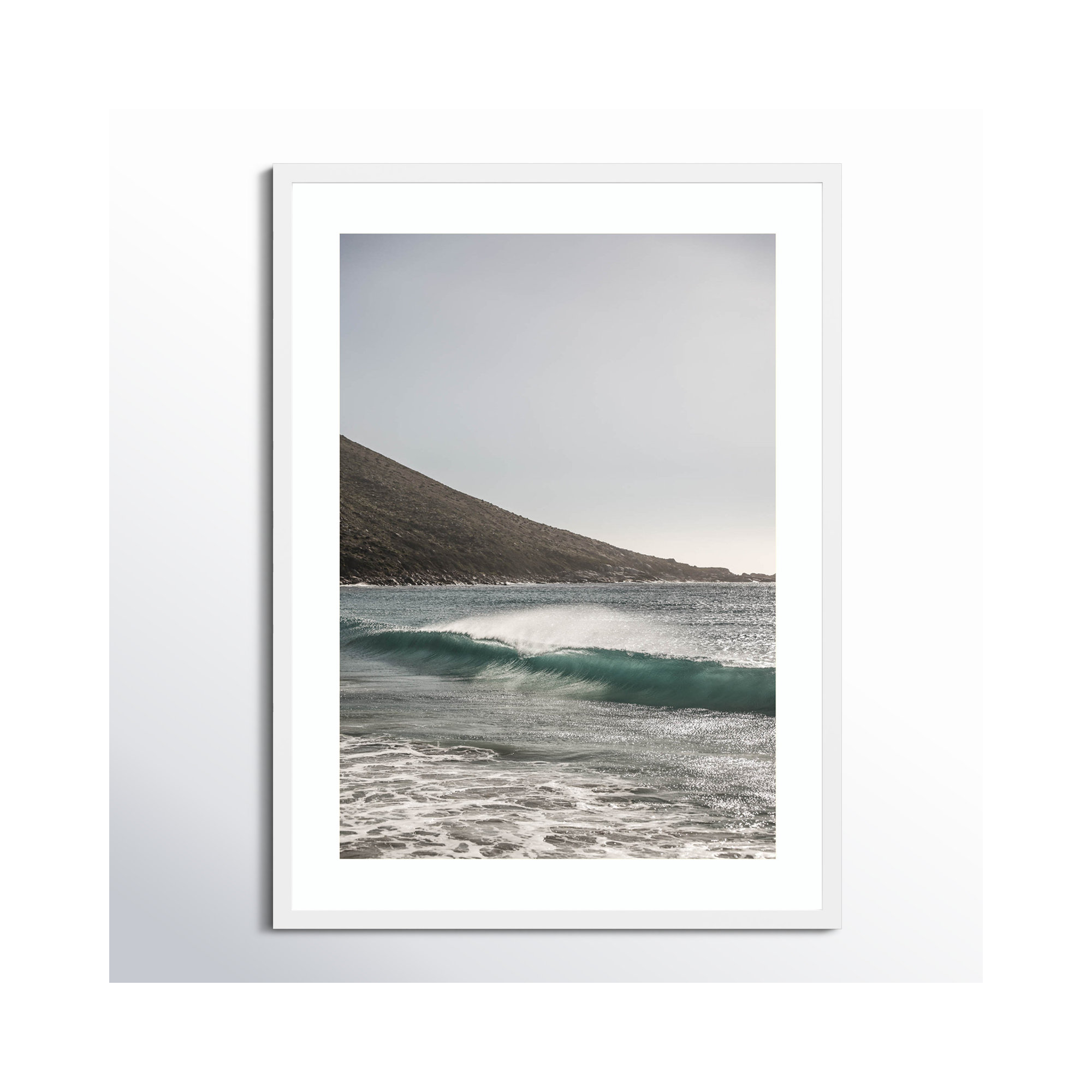 Sandy Bay Beach by Shot by Clint Wood Framed Wall Art Print, 33" H x 24" W, White 