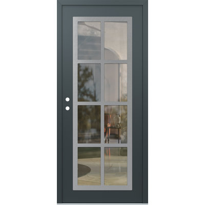 C16 droite 36 po X 80 po Porte d'entrée avant à panneau en verre anthracite et verre transparent anthracite
