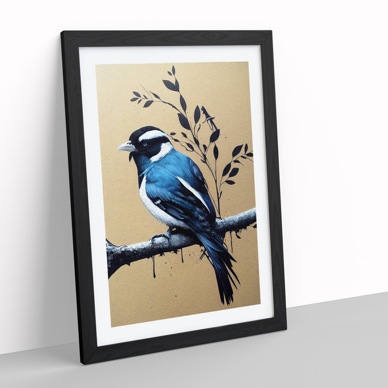 Handsome Bird - Single Picture Frame Painting, 64cm H x 46cm W x 2cm D, Black