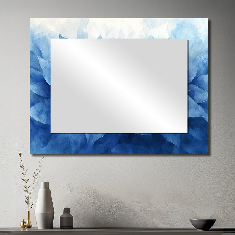 Pétales de fleurs délicates bleues et bleues - Art mural miroir herbes florales - imprimé sur métal, 30 po x 40 po