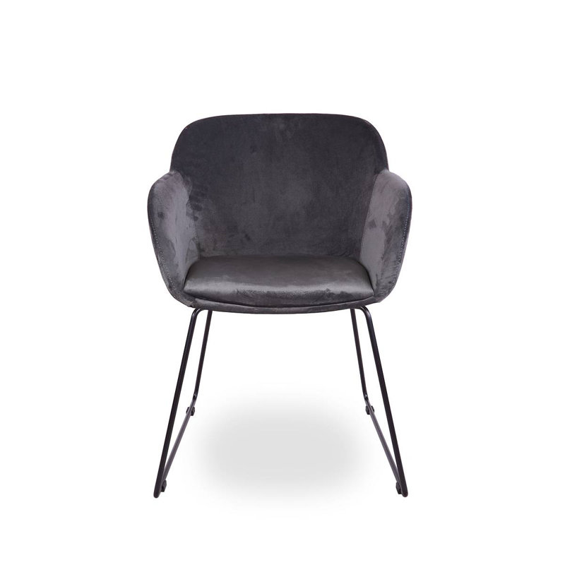 Oretta 43cm H Velvet Upholstered Armchair, Grey