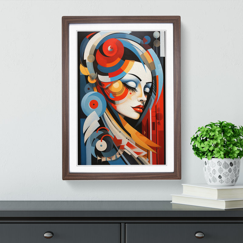 Feather Constructivism - Framed Print, Walnut, 64cm H x 46cm W x 2cm D