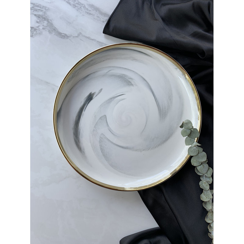 Marcel Ardani Luxury Marble Design Small Plate With Gold Trim