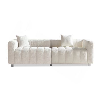 83.46'' Premium Velvet Sofa 3-Seater Loveseat, Modern Bubble Upholstered Couch with Metal Base Legs and 2 Pillows for Living Room, Bedroom.