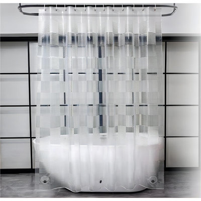 Doublure de rideau de douche transparente extra longue 72 x 84 pouces avec motif géométrique 3D, doublure en plastique EVA robuste pour salle de bain, 3 aimants inférieurs