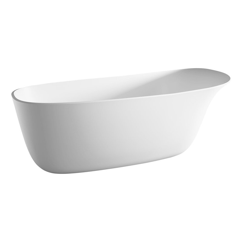 63" Freestanding Soaking Solid Surface Bathtub in White