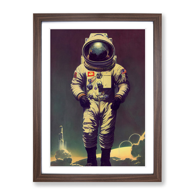 Brilliant Astronaut - Single Picture Frame Print, 46cm H x 34cm W x 2cm D, Walnut