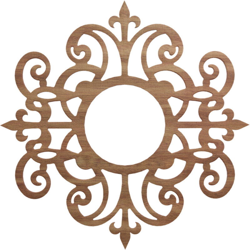 Médaillon de plafond en bois ajouré 30 po x 9 3/4 po x P 3/8 po Dijon, H 26 po x l 26 po x P 0,38 po, Noyer