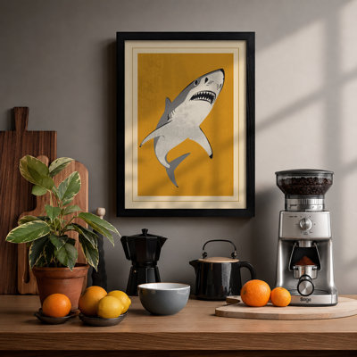 Great White Below Mid-Century - Framed Print