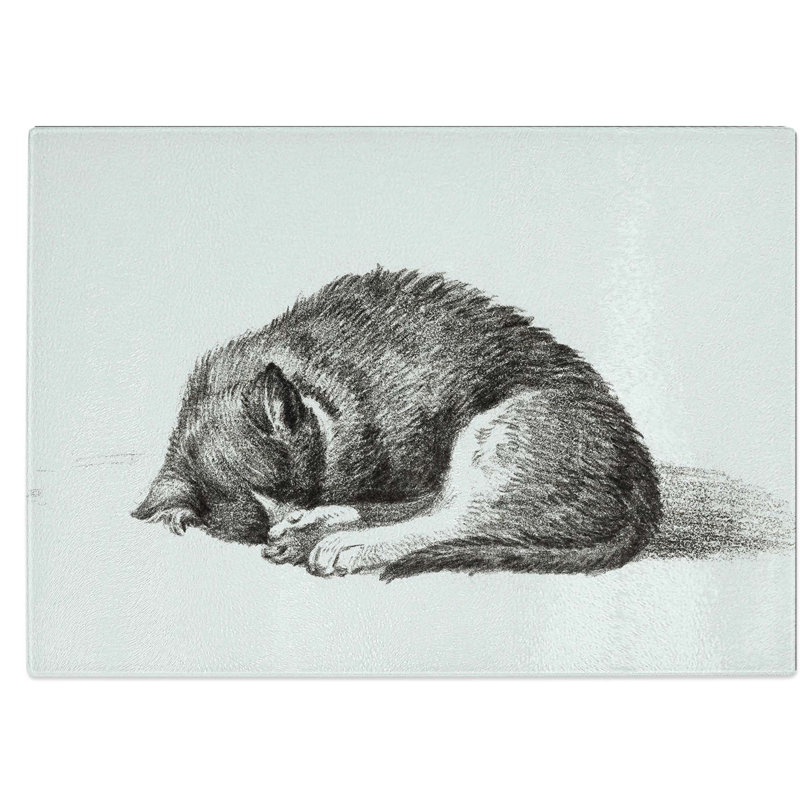 Tempered Glass Curled Cat Chopping Board, 28.5 cm W x 20 cm L