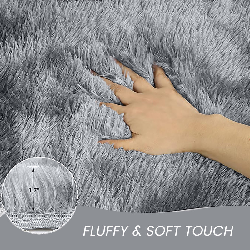 Machine Tufted High Pile Shag Area Rug(Ultra Soft & Fluffy), Rectangle 120 x 170 cm, Grey