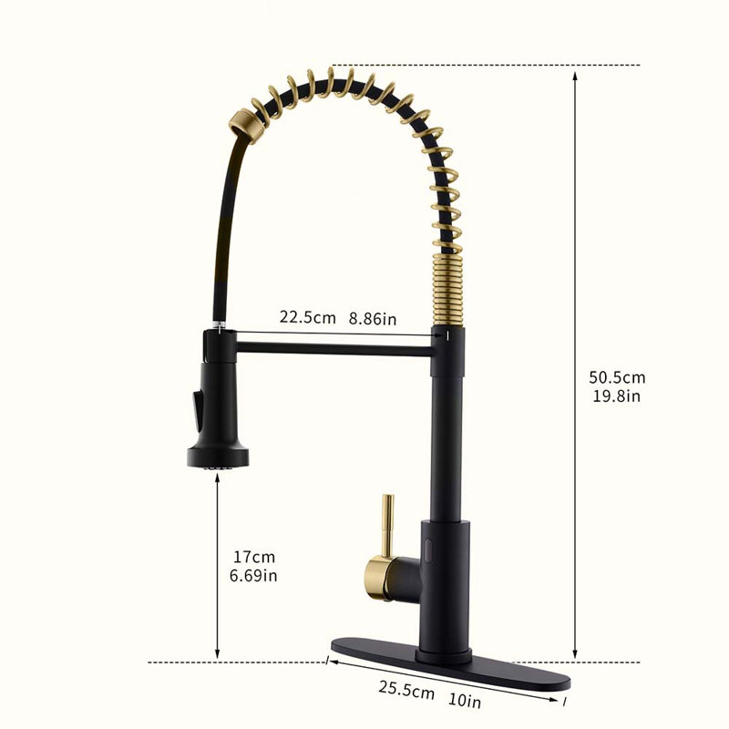 HOOSENG Pull Down Touchless Kitchen Faucet, Gold/Matte Black