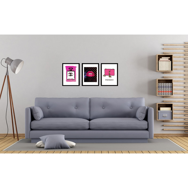 Fairchild Paris HOT PINK GLAM LIPS - 14"x18" Framed Print