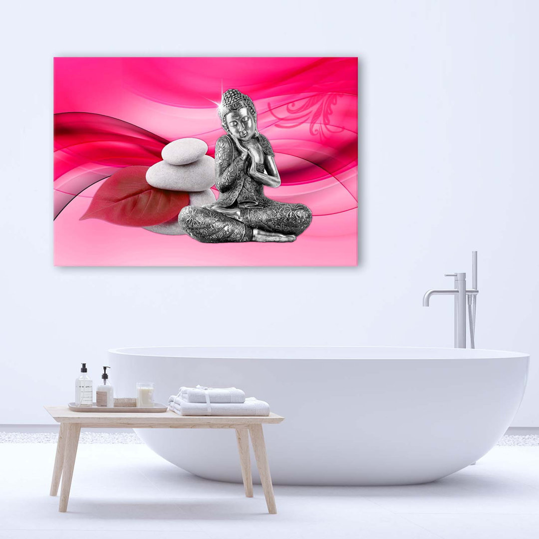 Leinwandbild Zen Buddha On Pink Background