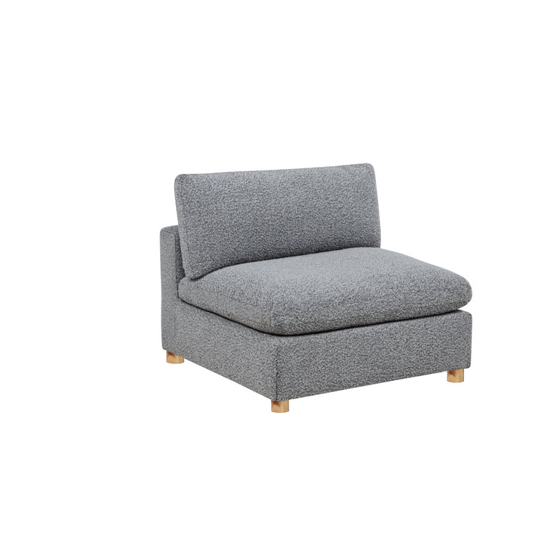 Modular Armless Chair In Teddy Boucle Fabric, Rich Grey Teddy